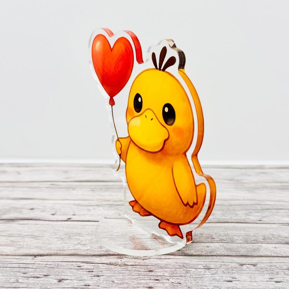 Pokemon Psyduck with Heart Balloon Acrylic Figure Stand Fanmade - Picture 2 of 2